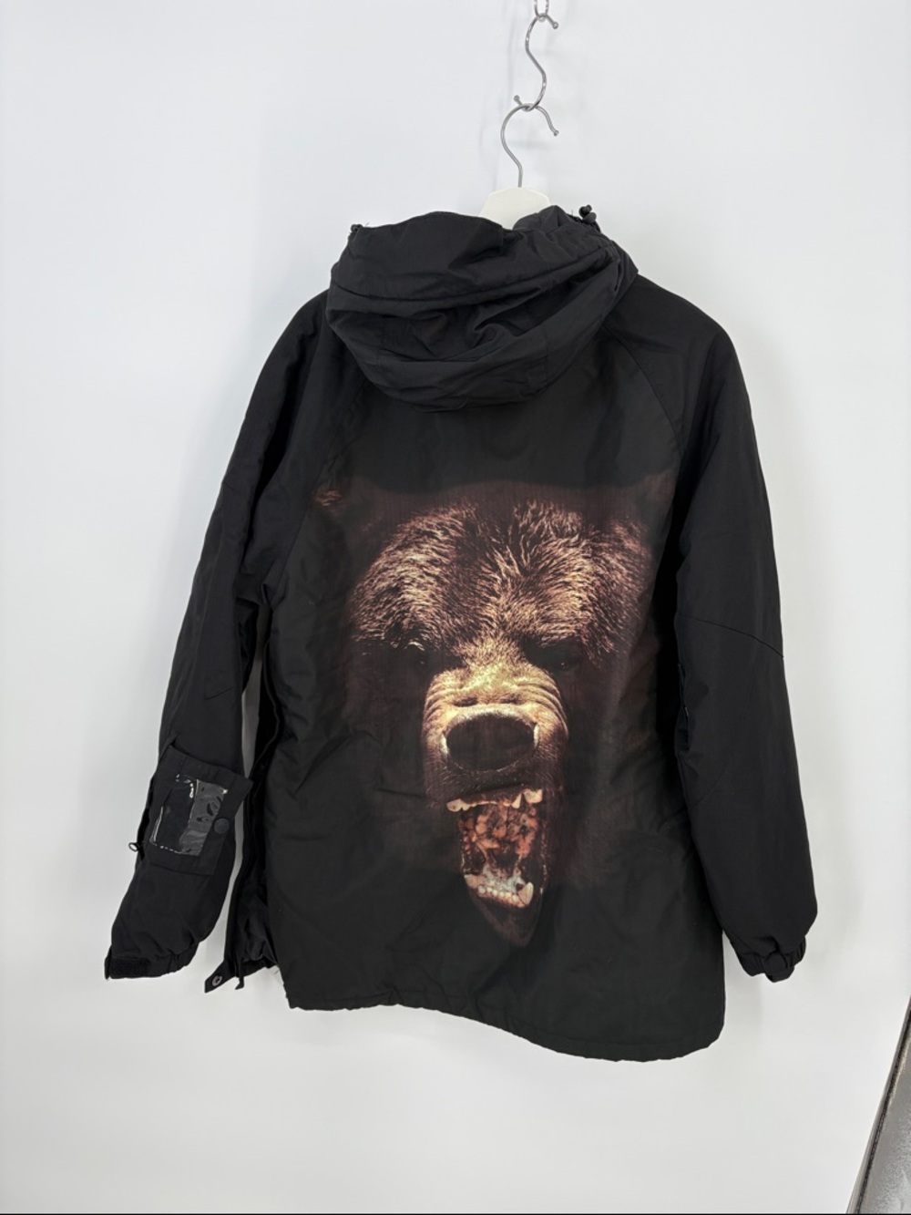 ☁️ nwt blue magic bear, graphic  Black Ski Anorak Jacket with Hood